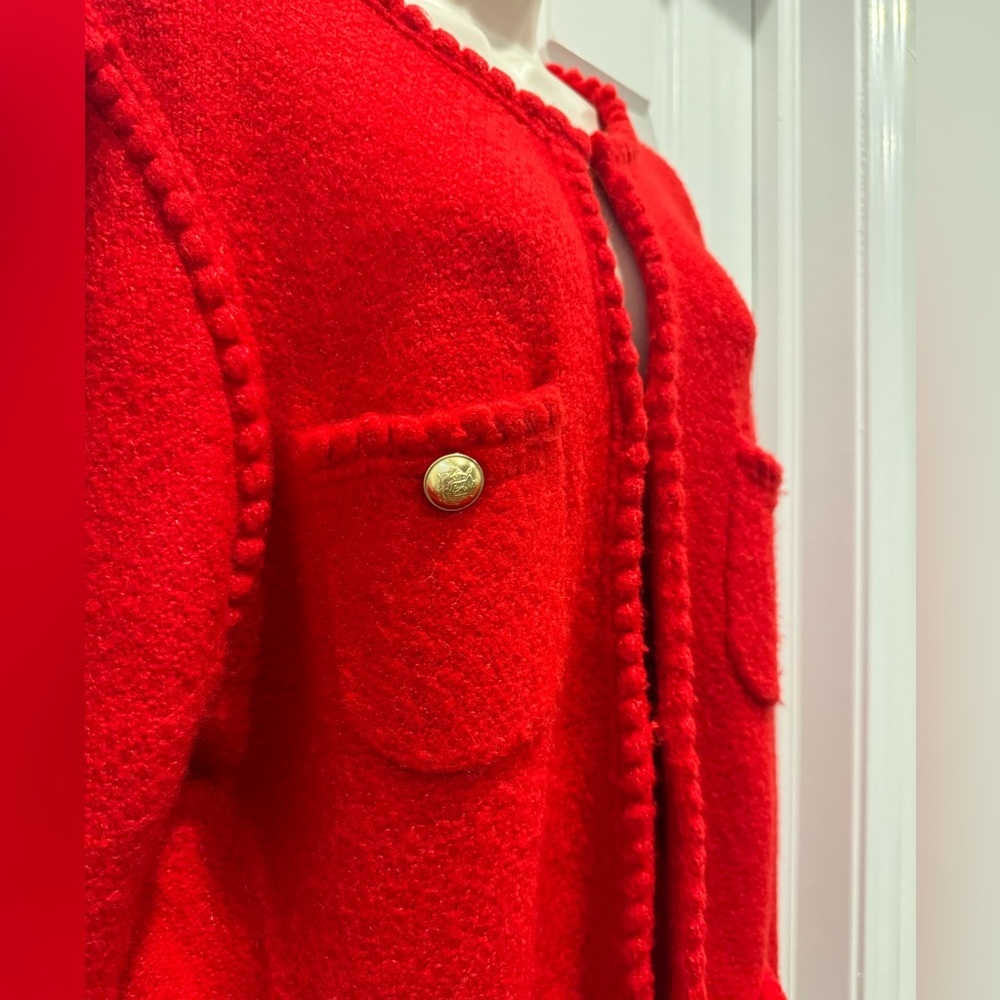 J.Crew Odette Sweater Lady Jacket in Holiday Red Knit Cardigan Chanel vibes - Picture 5 of 10